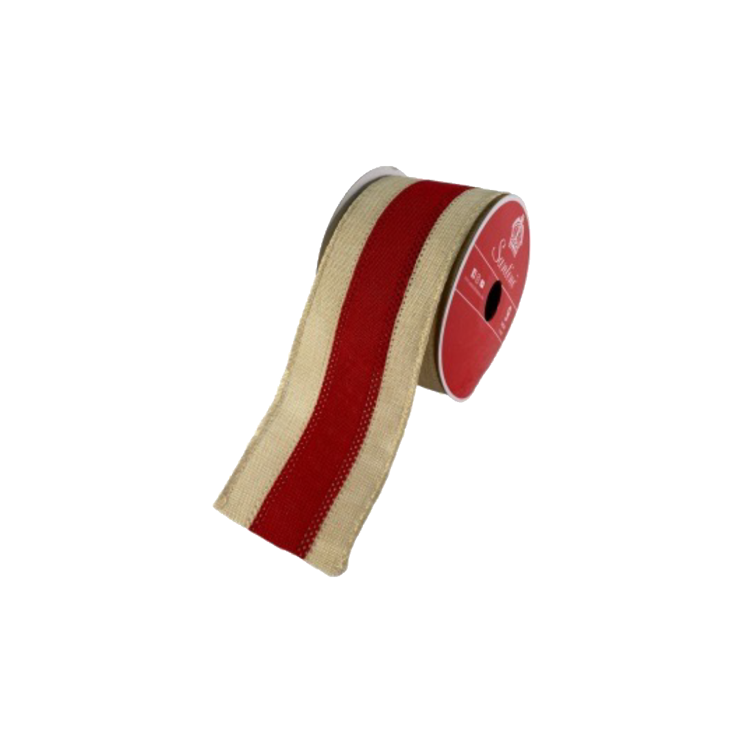 Cinta Decorativa Navideña Color Dorado Con Franja Roja 10X10X6.8Cm 130 ...